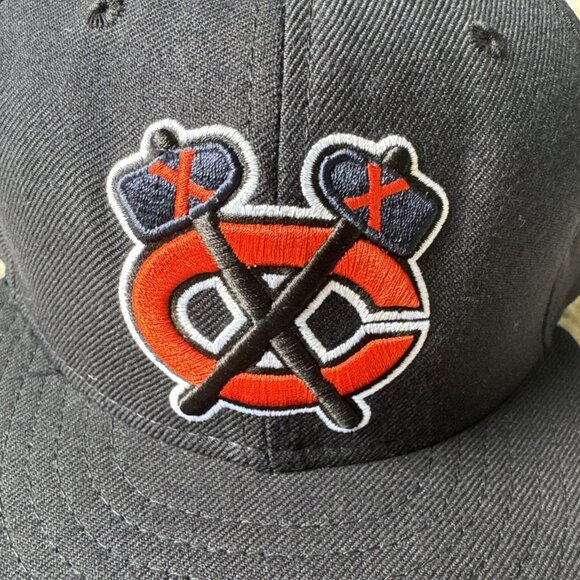 New Era Blackhawks NHL 7 5/8 Rare Navy Red Vintage Hat - Picture 4 of 8